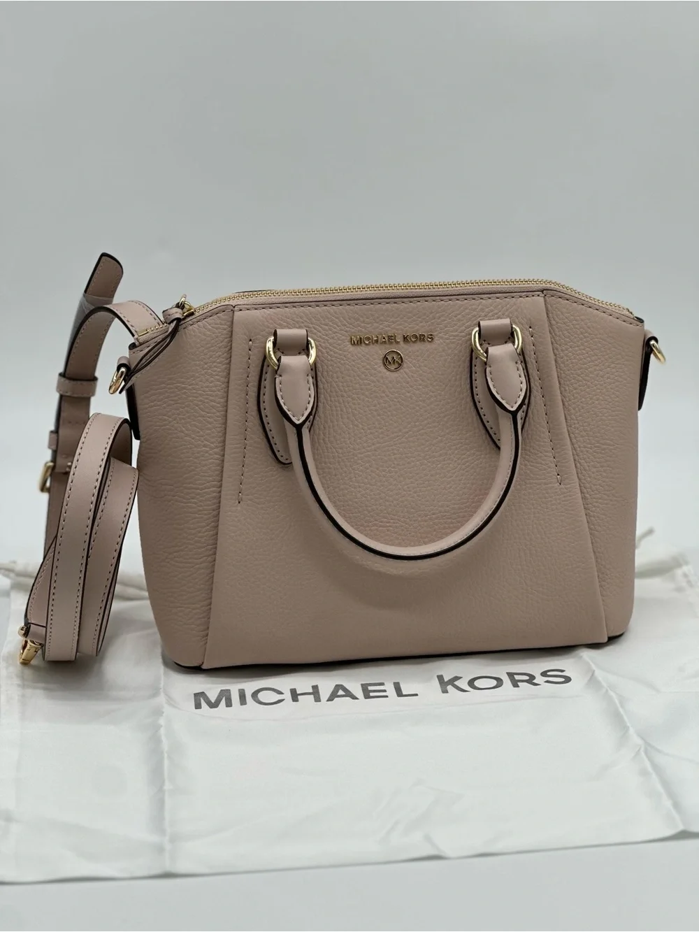 Michael Kors Pink Leather Satchel with Gold Hardware